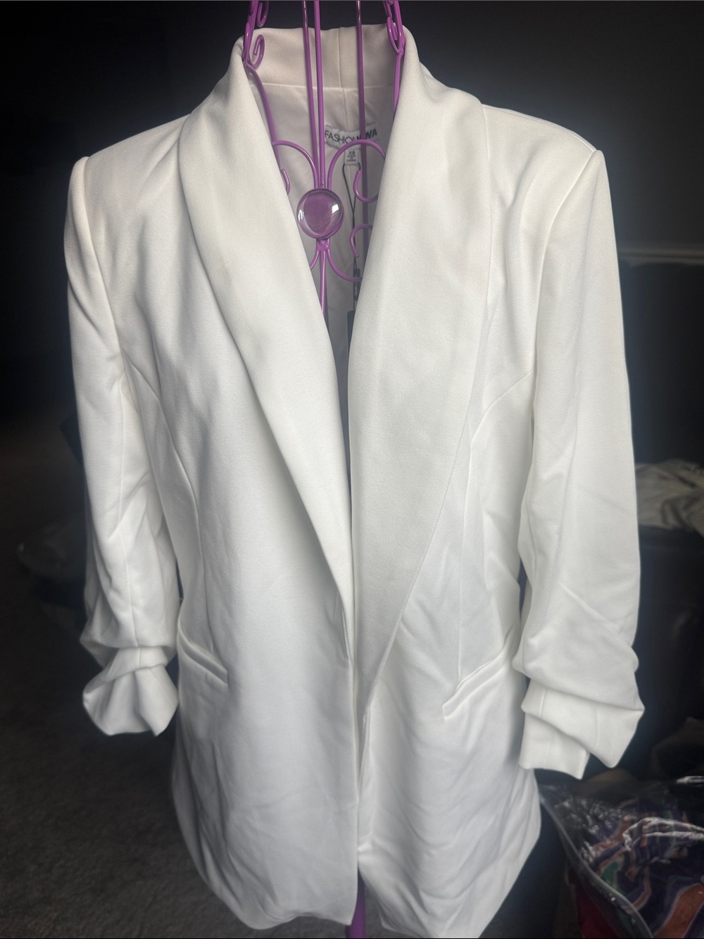 Fashion Nova Celine Ivory Women's Blazer Jacket - Open Front Shawl Collar
